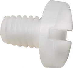 Made in USA - #8-32 UNC, 1/4" Length Under Head Slotted Drive Machine Screw - Binding Head, Grade 6/6 Nylon, Uncoated, Without Washer - Eagle Tool & Supply