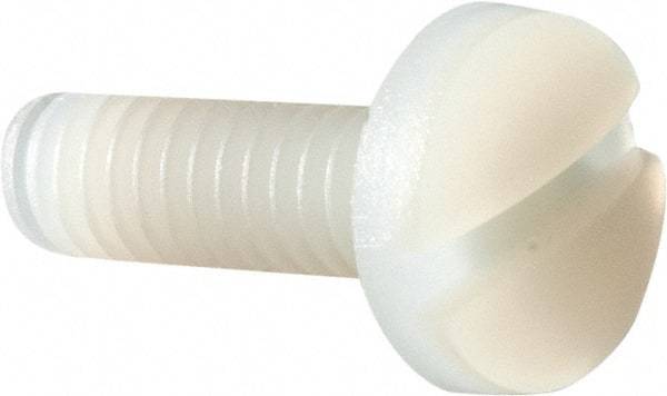 Made in USA - #8-32 UNC, 1/2" Length Under Head Slotted Drive Machine Screw - Binding Head, Grade 6/6 Nylon, Uncoated, Without Washer - Eagle Tool & Supply