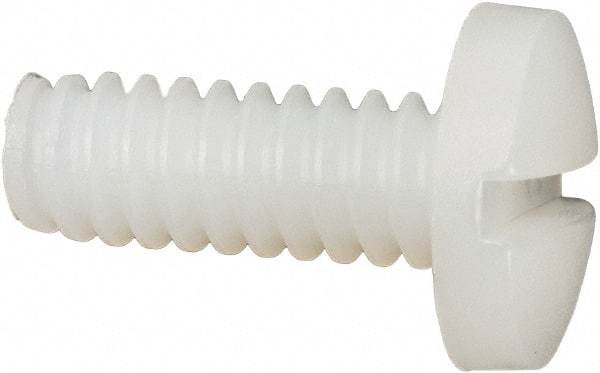 Made in USA - #10-24 UNC, 1/2" Length Under Head Slotted Drive Machine Screw - Binding Head, Grade 6/6 Nylon, Uncoated, Without Washer - Eagle Tool & Supply