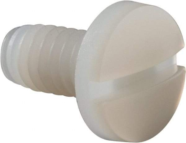 Made in USA - 1/4-20 UNC, 1/2" Length Under Head Slotted Drive Machine Screw - Binding Head, Grade 6/6 Nylon, Uncoated, Without Washer - Eagle Tool & Supply