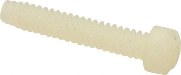 Made in USA - #6-32 UNC, 3/4" Length Under Head Slotted Drive Machine Screw - Fillister Head, Grade 6/6 Nylon, Uncoated, Without Washer - Eagle Tool & Supply