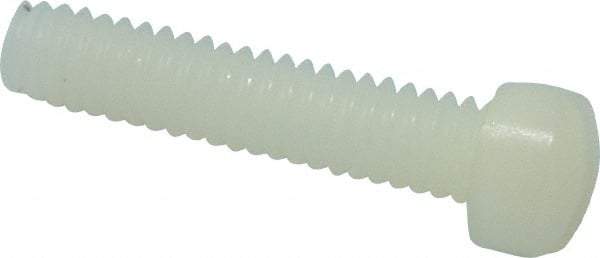 Made in USA - #8-32 UNC, 3/4" Length Under Head Slotted Drive Machine Screw - Fillister Head, Grade 6/6 Nylon, Uncoated, Without Washer - Eagle Tool & Supply
