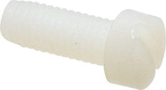 Made in USA - #10-32 UNF, 1/2" Length Under Head Slotted Drive Machine Screw - Fillister Head, Grade 6/6 Nylon, Uncoated, Without Washer - Eagle Tool & Supply