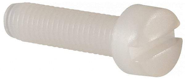Made in USA - #10-32 UNF, 3/4" Length Under Head Slotted Drive Machine Screw - Fillister Head, Grade 6/6 Nylon, Uncoated, Without Washer - Eagle Tool & Supply