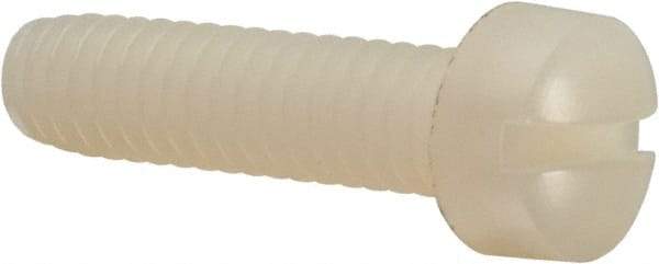 Made in USA - 1/4-20 UNC, 1" Length Under Head Slotted Drive Machine Screw - Fillister Head, Grade 6/6 Nylon, Uncoated, Without Washer - Eagle Tool & Supply