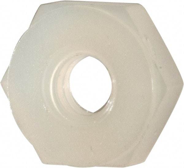 Made in USA - #4-40 UNC Nylon Right Hand Hex Nut - 1/4" Across Flats, 2.54mm High, Uncoated - Eagle Tool & Supply