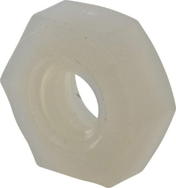 Made in USA - #8-32 UNC Nylon Right Hand Hex Nut - 8.51mm Across Flats, 3.3mm High, Uncoated - Eagle Tool & Supply