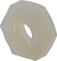 Made in USA - #8-32 UNC Nylon Right Hand Hex Nut - 8.51mm Across Flats, 3.3mm High, Uncoated - Eagle Tool & Supply