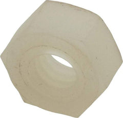 Made in USA - 1/4-20 UNC Nylon Right Hand Hex Nut - 10.8mm Across Flats, 5.97mm High, Uncoated - Eagle Tool & Supply