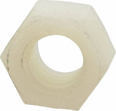 Made in USA - 3/8-16 UNC Nylon Right Hand Hex Nut - 14.22mm Across Flats, 8.38mm High, Uncoated - Eagle Tool & Supply