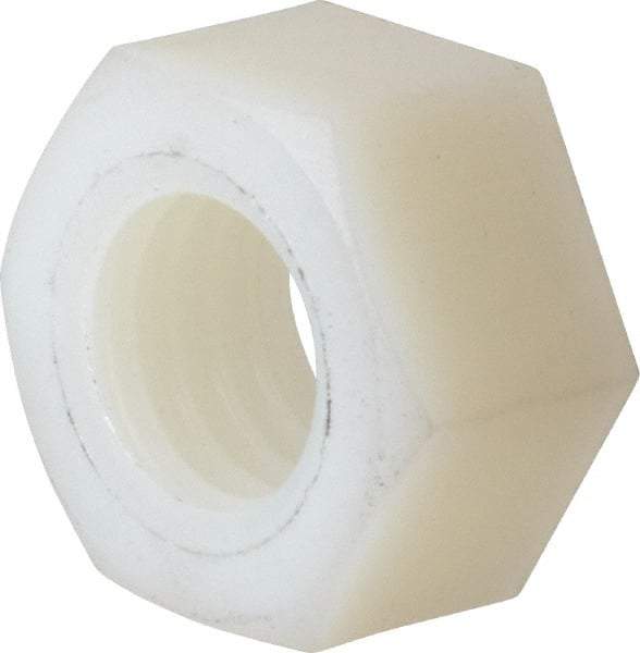 Made in USA - 1/2-13 UNC Nylon Right Hand Hex Nut - 3/4" Across Flats, 10.92mm High, Uncoated - Eagle Tool & Supply