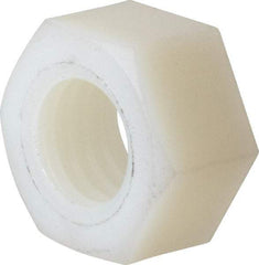 Made in USA - 1/2-13 UNC Nylon Right Hand Hex Nut - 3/4" Across Flats, 10.92mm High, Uncoated - Eagle Tool & Supply