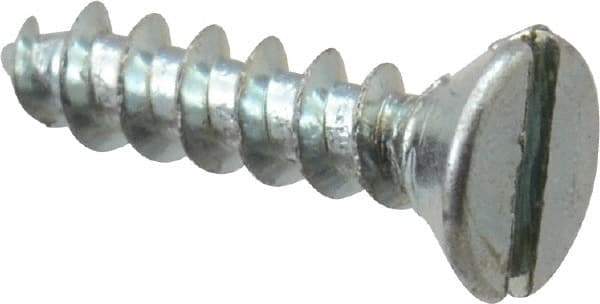 Value Collection - #2, 3/8" OAL, Slotted Drive, Flat Head Wood Screw - Zinc Plated Steel, Grade 2 - Eagle Tool & Supply