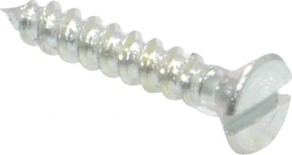 Value Collection - #2, 1/2" OAL, Slotted Drive, Flat Head Wood Screw - Zinc Plated Steel, Grade 2 - Eagle Tool & Supply