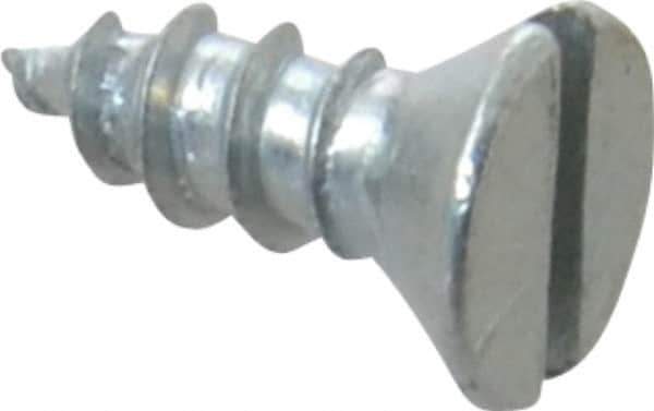 Value Collection - #6, 3/8" OAL, Slotted Drive, Flat Head Wood Screw - Zinc Plated Steel, Grade 2 - Eagle Tool & Supply