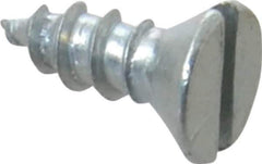 Value Collection - #6, 3/8" OAL, Slotted Drive, Flat Head Wood Screw - Zinc Plated Steel, Grade 2 - Eagle Tool & Supply