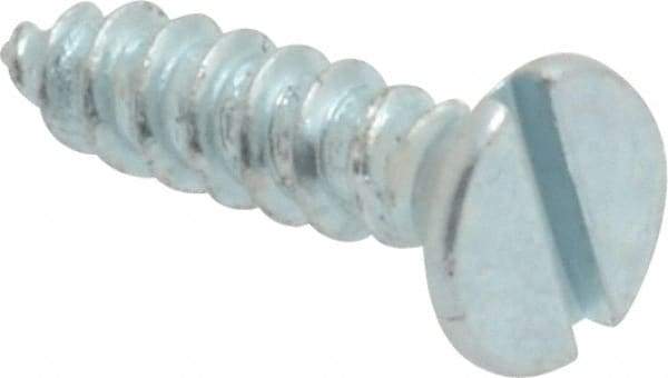Value Collection - #6, 5/8" OAL, Slotted Drive, Flat Head Wood Screw - Zinc Plated Steel, Grade 2 - Eagle Tool & Supply