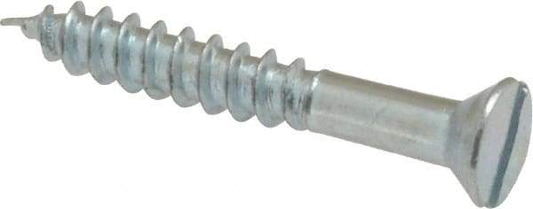 Value Collection - #6, 1" OAL, Slotted Drive, Flat Head Wood Screw - Zinc Plated Steel, Grade 2 - Eagle Tool & Supply