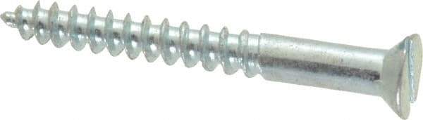 Value Collection - #6, 1-1/4" OAL, Slotted Drive, Flat Head Wood Screw - Zinc Plated Steel, Grade 2 - Eagle Tool & Supply