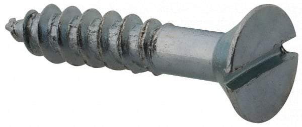 Value Collection - #8, 7/8" OAL, Slotted Drive, Flat Head Wood Screw - Zinc Plated Steel, Grade 2 - Eagle Tool & Supply
