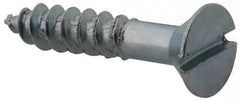 Value Collection - #8, 7/8" OAL, Slotted Drive, Flat Head Wood Screw - Zinc Plated Steel, Grade 2 - Eagle Tool & Supply