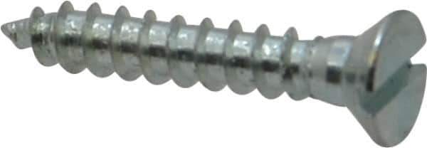 Value Collection - #8, 1" OAL, Slotted Drive, Flat Head Wood Screw - Zinc Plated Steel, Grade 2 - Eagle Tool & Supply