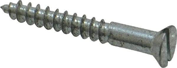Value Collection - #8, 1-1/4" OAL, Slotted Drive, Flat Head Wood Screw - Zinc Plated Steel, Grade 2 - Eagle Tool & Supply