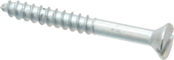 Value Collection - #8, 1-1/2" OAL, Slotted Drive, Flat Head Wood Screw - Zinc Plated Steel, Grade 2 - Eagle Tool & Supply
