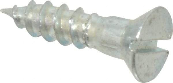 Value Collection - #9, 3/4" OAL, Slotted Drive, Flat Head Wood Screw - Zinc Plated Steel, Grade 2 - Eagle Tool & Supply