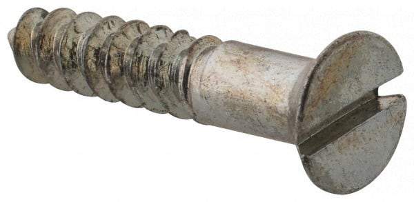 Value Collection - #9, 1" OAL, Slotted Drive, Flat Head Wood Screw - Zinc Plated Steel, Grade 2 - Eagle Tool & Supply