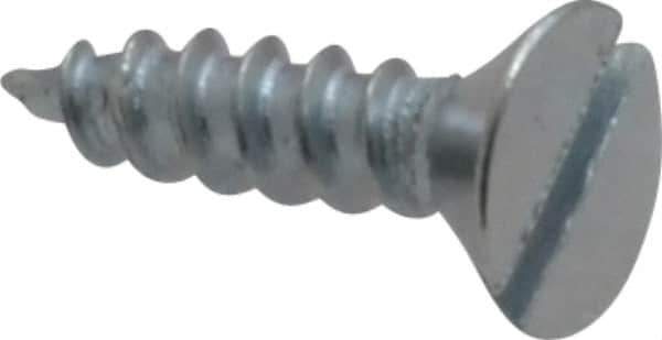 Value Collection - #10, 3/4" OAL, Slotted Drive, Flat Head Wood Screw - Zinc Plated Steel, Grade 2 - Eagle Tool & Supply