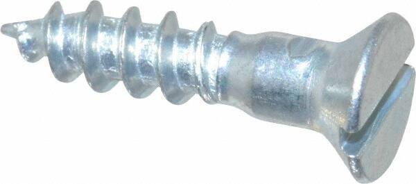 Value Collection - #10, 7/8" OAL, Slotted Drive, Flat Head Wood Screw - Zinc Plated Steel, Grade 2 - Eagle Tool & Supply