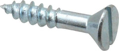 Value Collection - #10, 1" OAL, Slotted Drive, Flat Head Wood Screw - Zinc Plated Steel, Grade 2 - Eagle Tool & Supply