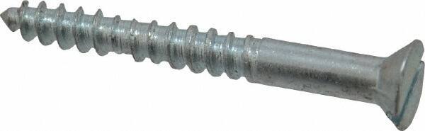 Value Collection - #10, 1-3/4" OAL, Slotted Drive, Flat Head Wood Screw - Zinc Plated Steel, Grade 2 - Eagle Tool & Supply