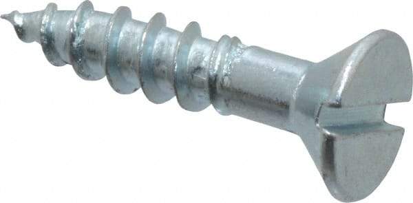 Value Collection - #12, 1" OAL, Slotted Drive, Flat Head Wood Screw - Zinc Plated Steel, Grade 2 - Eagle Tool & Supply