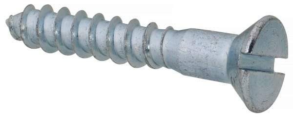 Value Collection - #14, 1-1/2" OAL, Slotted Drive, Flat Head Wood Screw - Zinc Plated Steel, Grade 2 - Eagle Tool & Supply