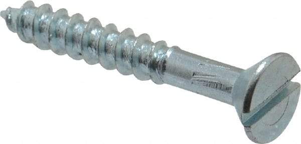 Value Collection - #14, 1-3/4" OAL, Slotted Drive, Flat Head Wood Screw - Zinc Plated Steel, Grade 2 - Eagle Tool & Supply