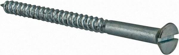 Value Collection - #14, 3-1/2" OAL, Slotted Drive, Flat Head Wood Screw - Zinc Plated Steel, Grade 2 - Eagle Tool & Supply