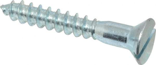 Value Collection - #18, 2" OAL, Slotted Drive, Flat Head Wood Screw - Zinc Plated Steel, Grade 2 - Eagle Tool & Supply