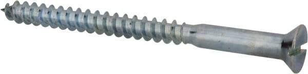 Value Collection - #18, 4" OAL, Slotted Drive, Flat Head Wood Screw - Zinc Plated Steel, Grade 2 - Eagle Tool & Supply