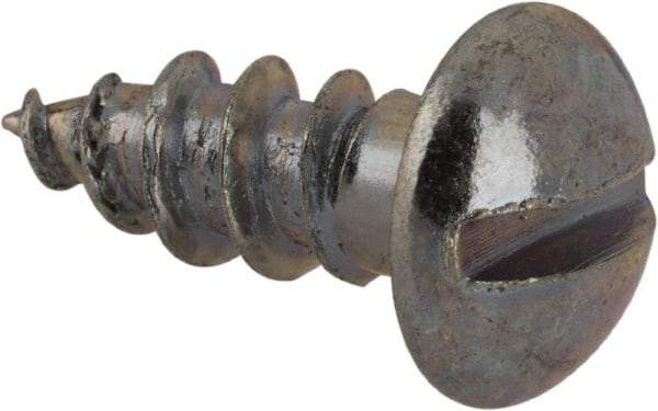 Value Collection - #10, 1/2" Length Under Head, Slotted Drive, Round Head Wood Screw - Zinc Plated Steel, Grade 2 - Eagle Tool & Supply