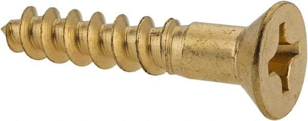 Value Collection - #12, 1-1/4" OAL, Phillips Drive, Flat Head Wood Screw - Brass - Eagle Tool & Supply