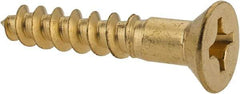 Value Collection - #12, 1-1/4" OAL, Phillips Drive, Flat Head Wood Screw - Brass - Eagle Tool & Supply
