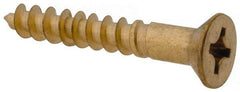 Value Collection - #12, 1-1/2" OAL, Phillips Drive, Flat Head Wood Screw - Brass - Eagle Tool & Supply