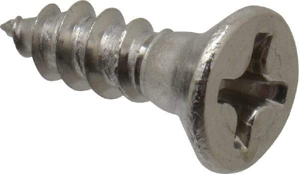 Value Collection - #6, 1/2" OAL, Phillips Drive, Flat Head Wood Screw - Stainless Steel, Grade 18-8 - Eagle Tool & Supply