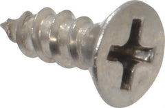 Value Collection - #8, 1/2" OAL, Phillips Drive, Flat Head Wood Screw - Stainless Steel, Grade 18-8 - Eagle Tool & Supply