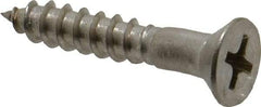 Value Collection - #8, 1" OAL, Phillips Drive, Flat Head Wood Screw - Stainless Steel, Grade 18-8 - Eagle Tool & Supply