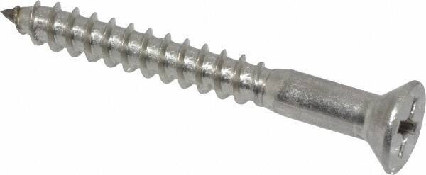 Value Collection - #8, 1-1/2" OAL, Phillips Drive, Flat Head Wood Screw - Stainless Steel, Grade 18-8 - Eagle Tool & Supply