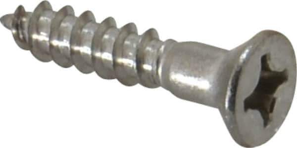 Value Collection - #10, 1" OAL, Phillips Drive, Flat Head Wood Screw - Stainless Steel, Grade 18-8 - Eagle Tool & Supply