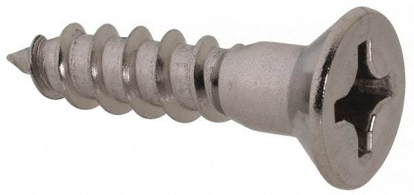 Value Collection - #12, 1" OAL, Phillips Drive, Flat Head Wood Screw - Stainless Steel, Grade 18-8 - Eagle Tool & Supply